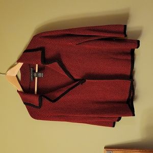 Josephine Chaus red/black chevron black trim blazer - crop with button front